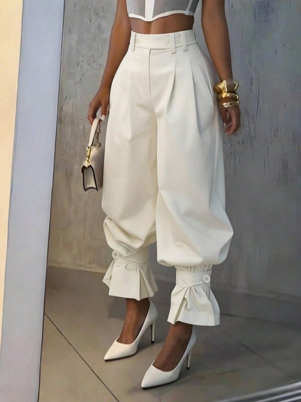 Off White Casual Women's Sroinpar High Waist Balloon Pants